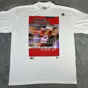 VINTAGE 1997 Detroit Red Wings Shirt Men's XL Stanley Cup Sports Illustrated USA